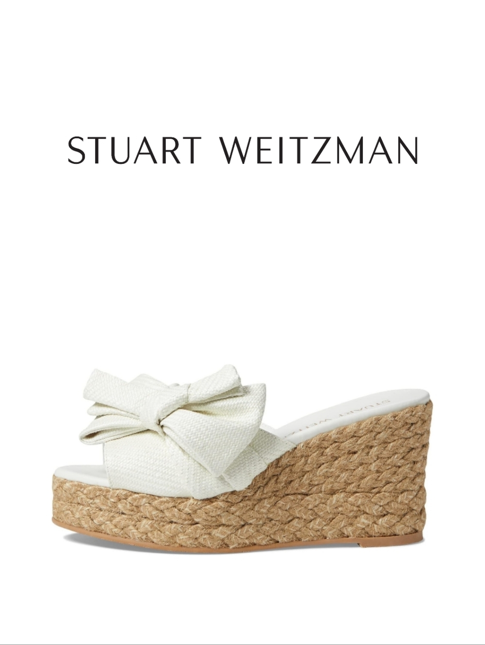 Stuart Weitzman - Loveknot Espadrille Wedge Slide Cream/Natural 5.5 B - Picture 1 of 4